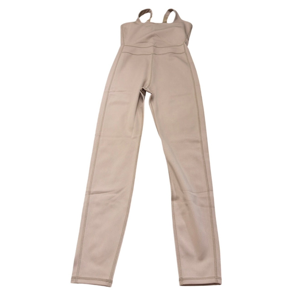 Girlfriend Collective Luxe Paneled Unitard Jumpsuit 6185 Warm Sand Sz Large New